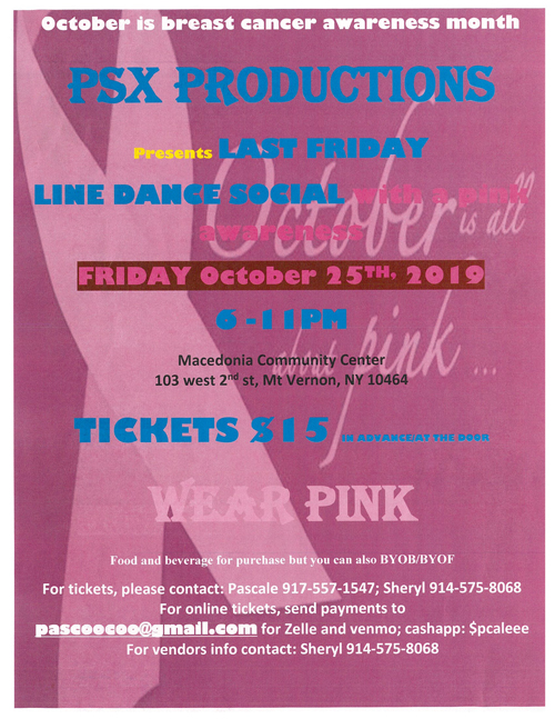 LAST FRIDAY LINE DANCE SOCIAL with a pink awareness